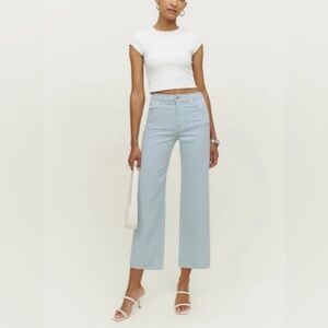 Reformation Cowboy Wide Leg Jeans In Light Blue 28 New